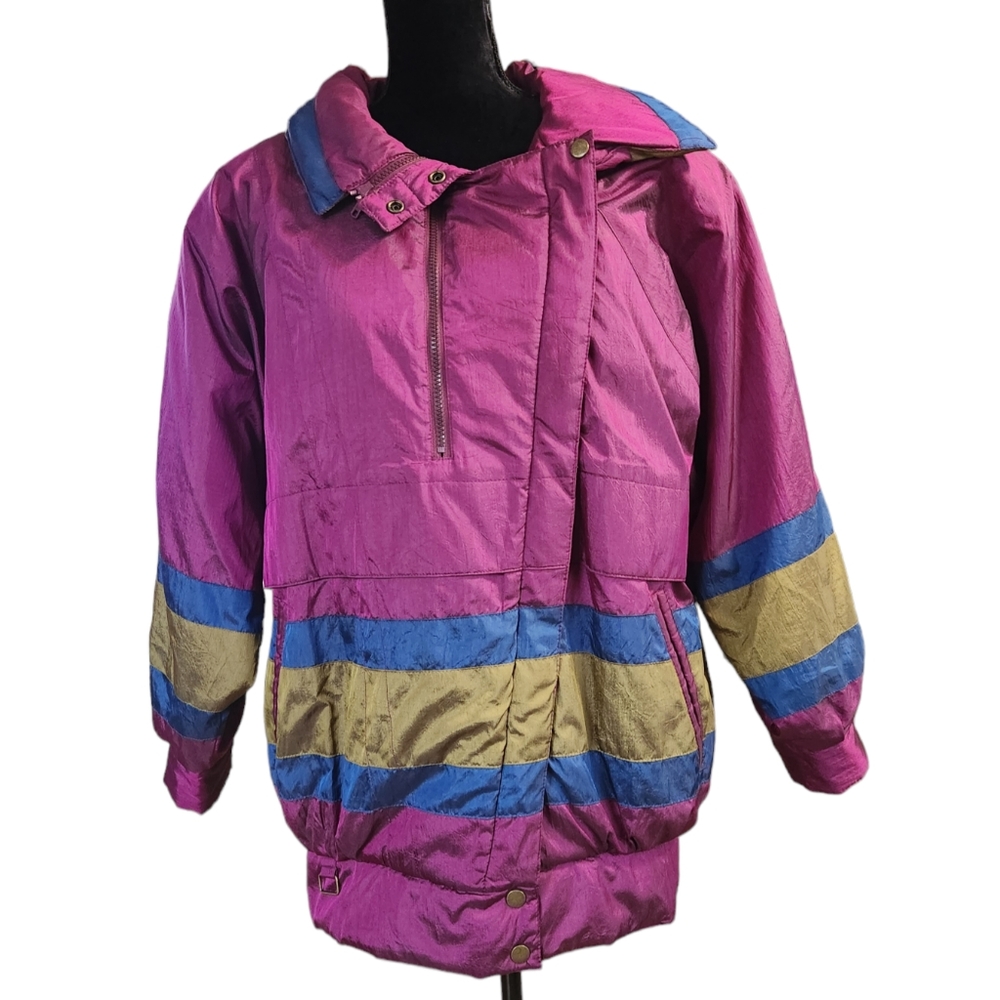 Vintage 80s 90s Stripe Colorblock Jacket